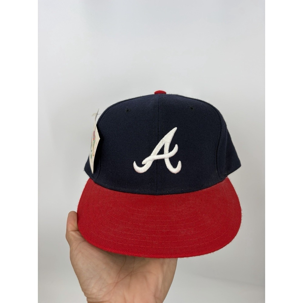 Vintage Atlanta Braves New Era Diamond Collection Fitted Hat 7 3/8 USA Wool